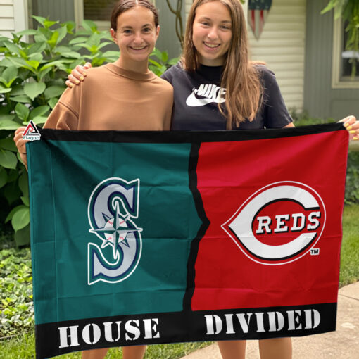 Mariners vs Reds House Divided Flag, MLB House Divided Flag