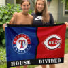 Rangers vs Reds House Divided Flag, MLB House Divided Flag, MLB House Divided Flag