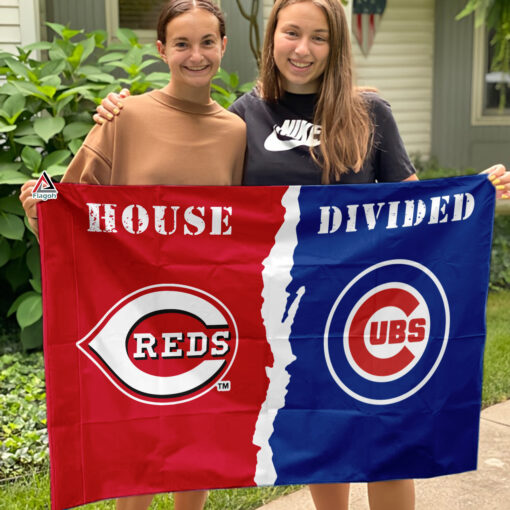 Reds vs Cubs House Divided Flag, MLB House Divided Flag
