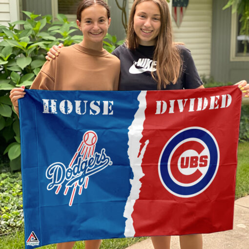 Dodgers vs Cubs House Divided Flag, MLB House Divided Flag