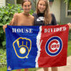 Brewers vs Cubs House Divided Flag, MLB House Divided Flag, MLB House Divided Flag