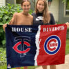 Twins vs Cubs House Divided Flag, MLB House Divided Flag, MLB House Divided Flag