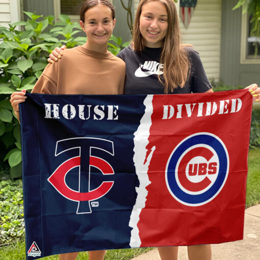 Twins vs Cubs House Divided Flag, MLB House Divided Flag
