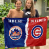 Mets vs Cubs House Divided Flag, MLB House Divided Flag, MLB House Divided Flag