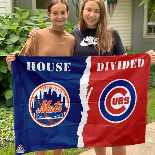 Mets vs Cubs House Divided Flag, MLB House Divided Flag