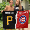 Pirates vs Cubs House Divided Flag, MLB House Divided Flag, MLB House Divided Flag