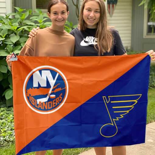 Islanders vs Blues House Divided Flag, NHL House Divided Flag