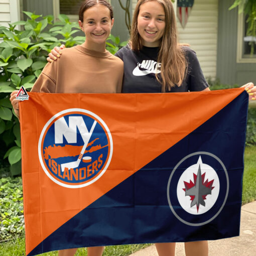 Islanders vs Jets House Divided Flag, NHL House Divided Flag