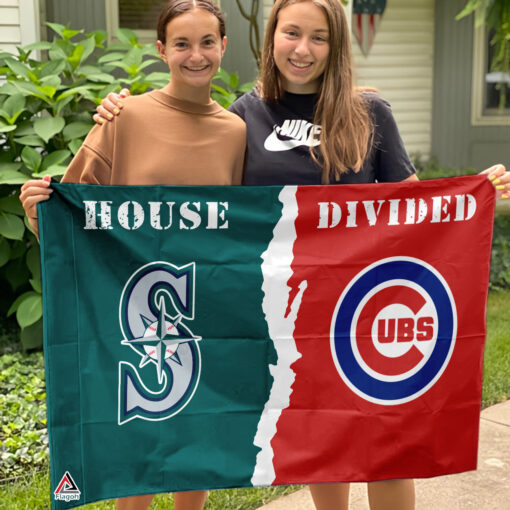 Mariners vs Cubs House Divided Flag, MLB House Divided Flag