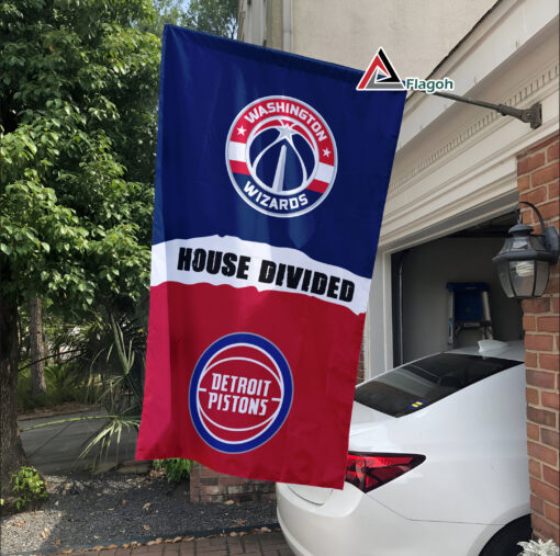 Wizards vs Pistons House Divided Flag, NBA House Divided Flag