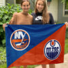 Islanders vs Oilers House Divided Flag, NHL House Divided Flag