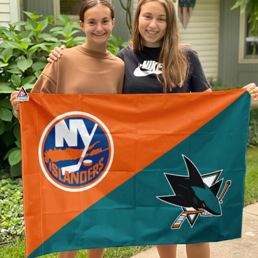 Islanders vs Sharks House Divided Flag, NHL House Divided Flag