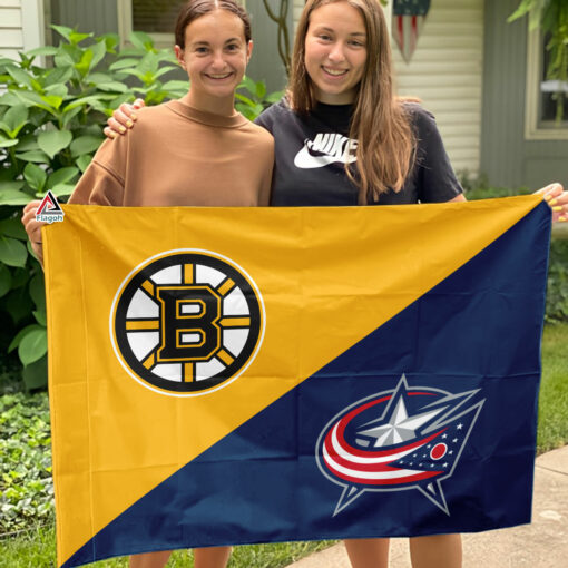 Bruins vs Blue Jackets House Divided Flag, NHL House Divided Flag