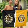 Bruins vs Penguins House Divided Flag, NHL House Divided Flag