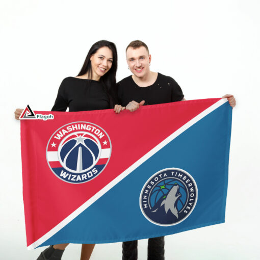 Wizards vs Timberwolves House Divided Flag, NBA House Divided Flag