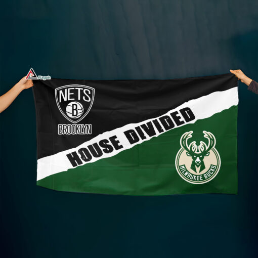 Nets vs Bucks House Divided Flag, NBA House Divided Flag