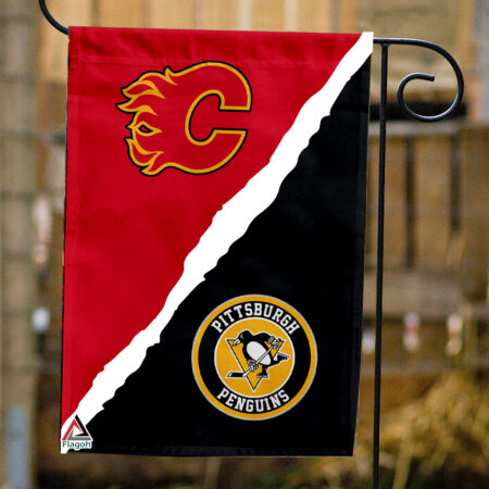 Flames vs Penguins House Divided Flag, NHL House Divided Flag
