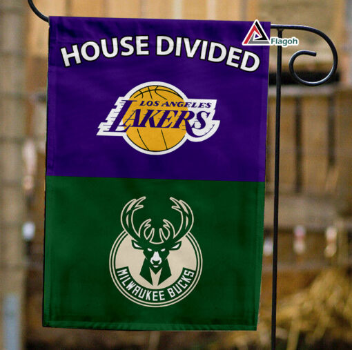 Lakers vs Bucks House Divided Flag, NBA House Divided Flag