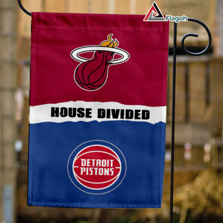 Heat vs Pistons House Divided Flag, NBA House Divided Flag
