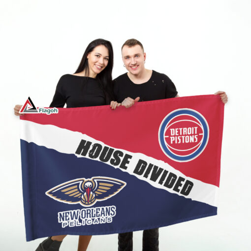 Pelicans vs Pistons House Divided Flag, NBA House Divided Flag
