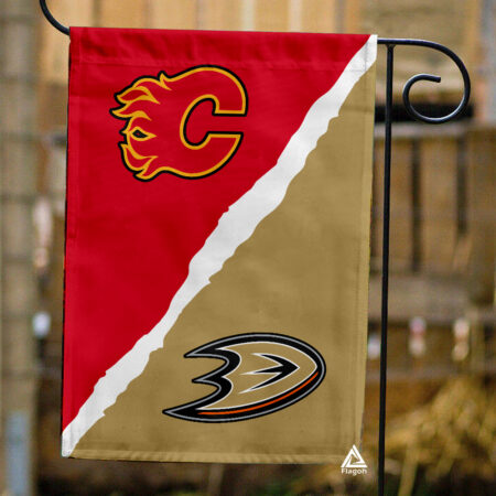 Flames vs Ducks House Divided Flag, NHL House Divided Flag