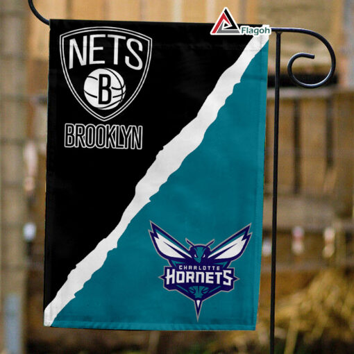 Nets vs Hornets House Divided Flag, NBA House Divided Flag