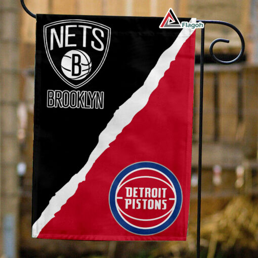 Nets vs Pistons House Divided Flag, NBA House Divided Flag