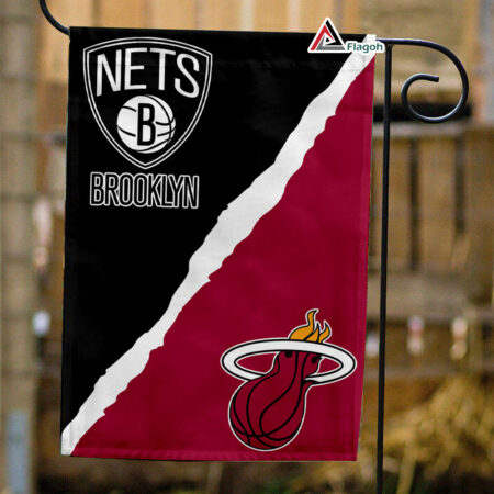 Nets vs Heat House Divided Flag, NBA House Divided Flag