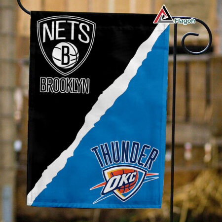 Nets vs Thunder House Divided Flag, NBA House Divided Flag