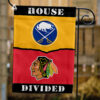 Sabres vs Blackhawks House Divided Flag, NHL House Divided Flag