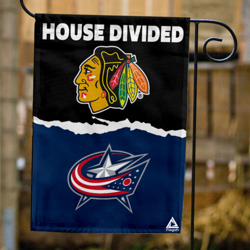 Blackhawks vs Blue Jackets House Divided Flag, NHL House Divided Flag