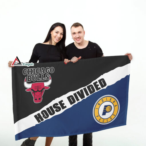 Bulls vs Pacers House Divided Flag, NBA House Divided Flag