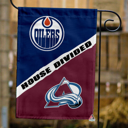 Oilers vs Avalanche House Divided Flag, NHL House Divided Flag