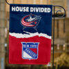 Blue Jackets vs Rangers House Divided Flag, NHL House Divided FlagBlue Jackets vs Rangers House Divided Flag, NHL House Divided Flag