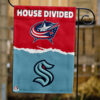 Blue Jackets vs Kraken House Divided Flag, NHL House Divided Flag