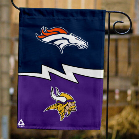 Broncos vs Vikings House Divided Flag, NFL House Divided Flag