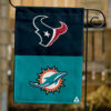 Texans vs Dolphins House Divided Flag