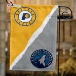 Pacers vs Timberwolves House Divided Flag, NBA House Divided Flag