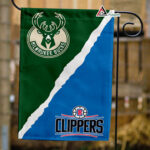 Bucks vs Clippers House Divided Flag, NBA House Divided Flag