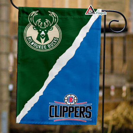 Bucks vs Clippers House Divided Flag, NBA House Divided Flag