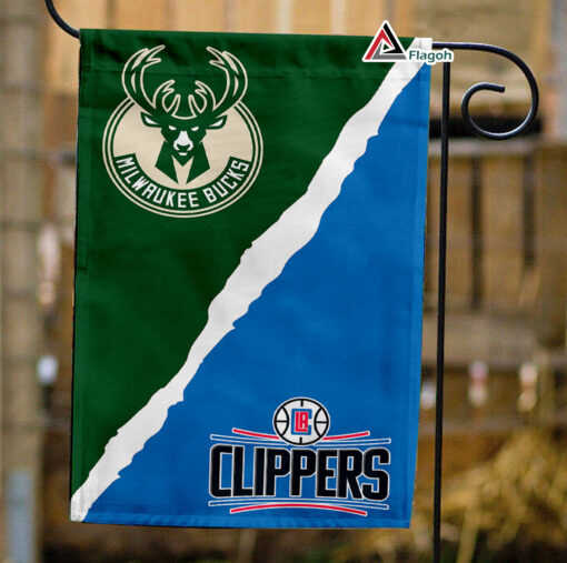 Bucks vs Clippers House Divided Flag, NBA House Divided Flag