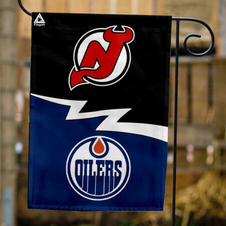 Devils vs Oilers House Divided Flag, NHL House Divided Flag