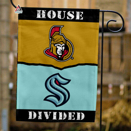 Senators vs Kraken House Divided Flag, NHL House Divided Flag