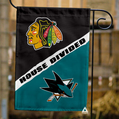 Blackhawks vs Sharks House Divided Flag, NHL House Divided Flag