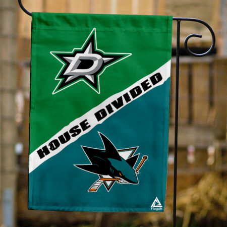 Stars vs Sharks House Divided Flag, NHL House Divided Flag