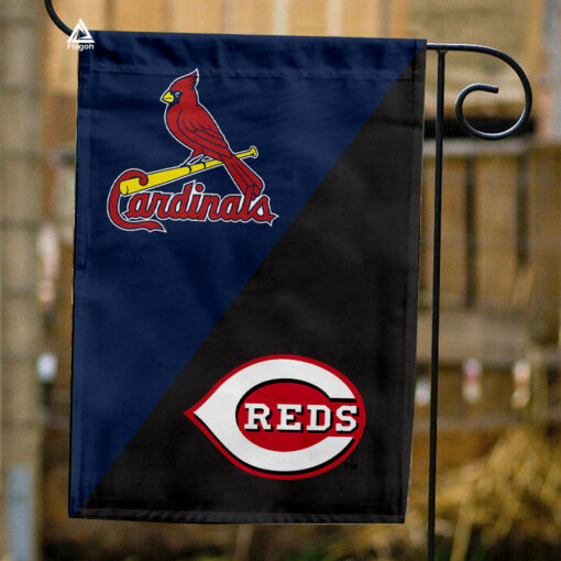 Cardinals vs Reds House Divided Flag, MLB House Divided Flag