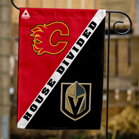 Flames vs Golden Knights House Divided Flag, NHL House Divided Flag