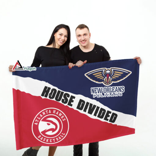 Hawks vs Pelicans House Divided Flag, NBA House Divided Flag