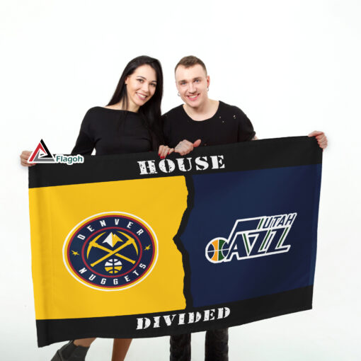 Nuggets vs Jazz House Divided Flag, NBA House Divided Flag