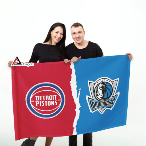 Pistons vs Mavericks House Divided Flag, NBA House Divided Flag